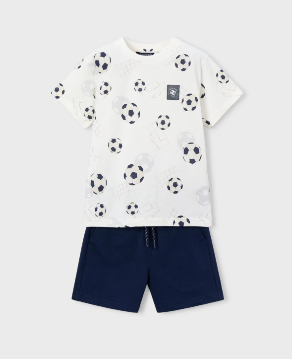 Mayoral Football Print T-Shirt & Shorts Style 3607 - Navy/White
